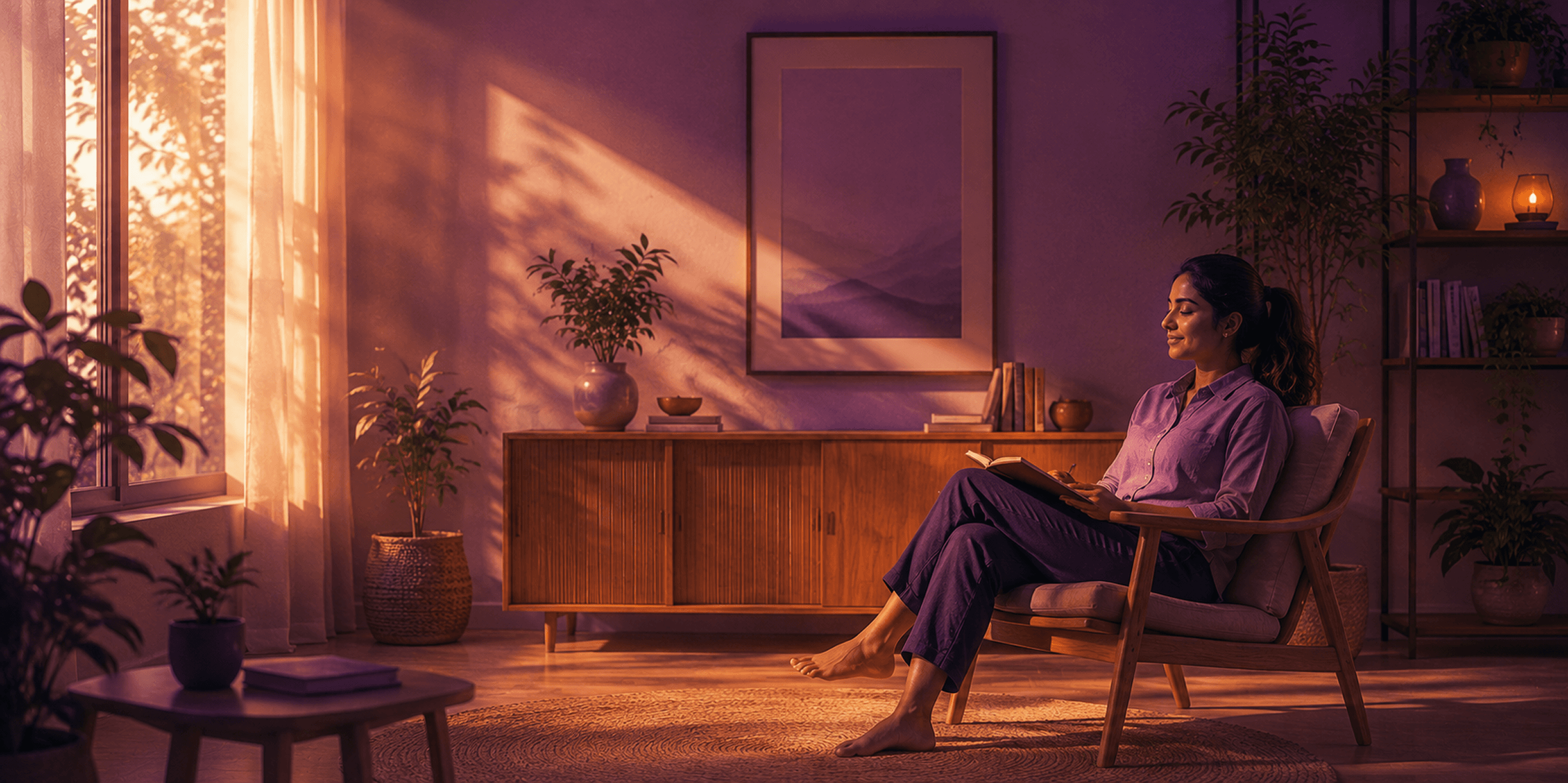 Woman relaxing and reading